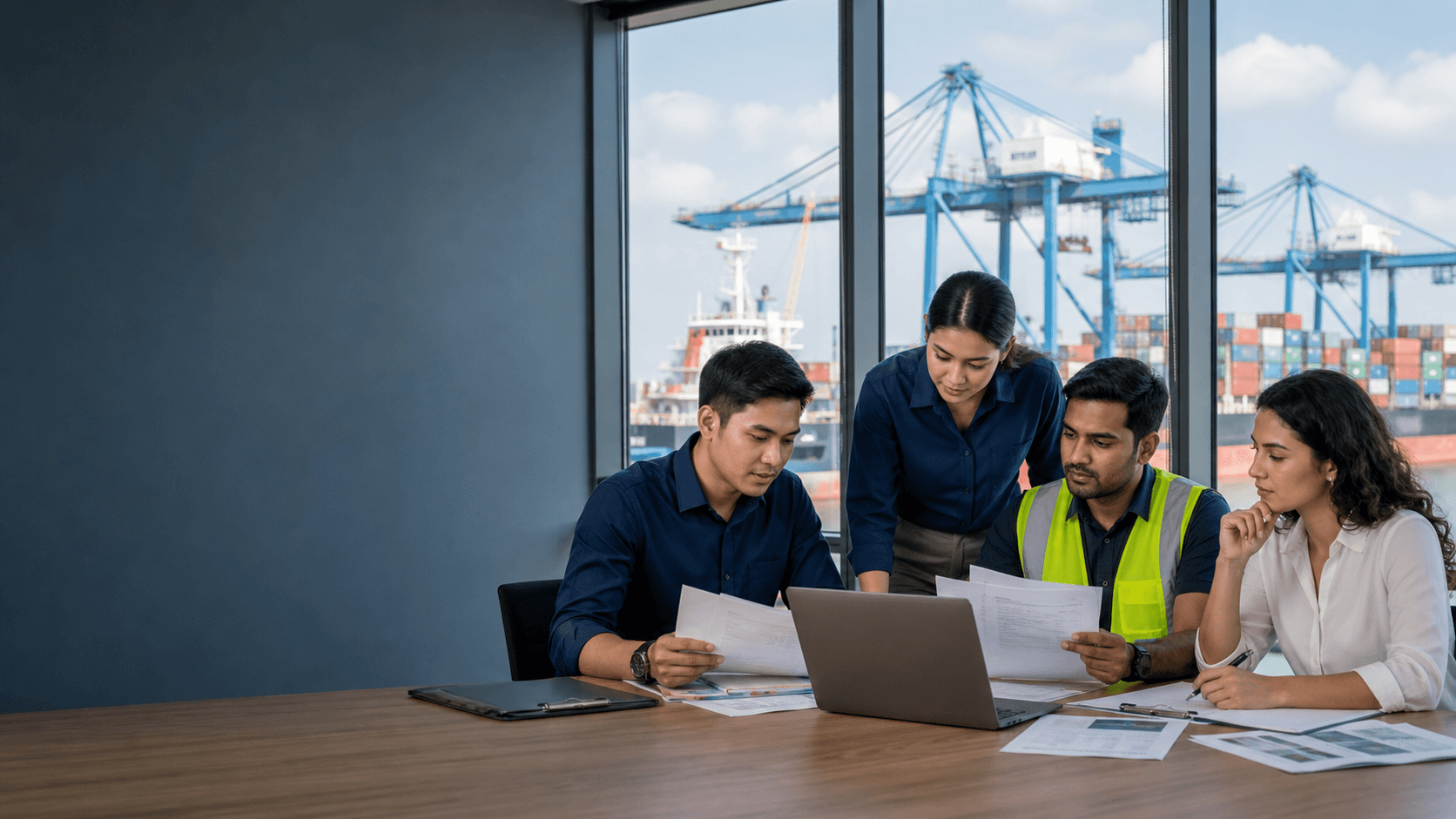 Customs professionals reviewing trade documentation
